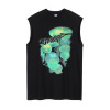American retro loose round neck print sports vest 60