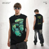 American retro loose round neck print sports vest 60