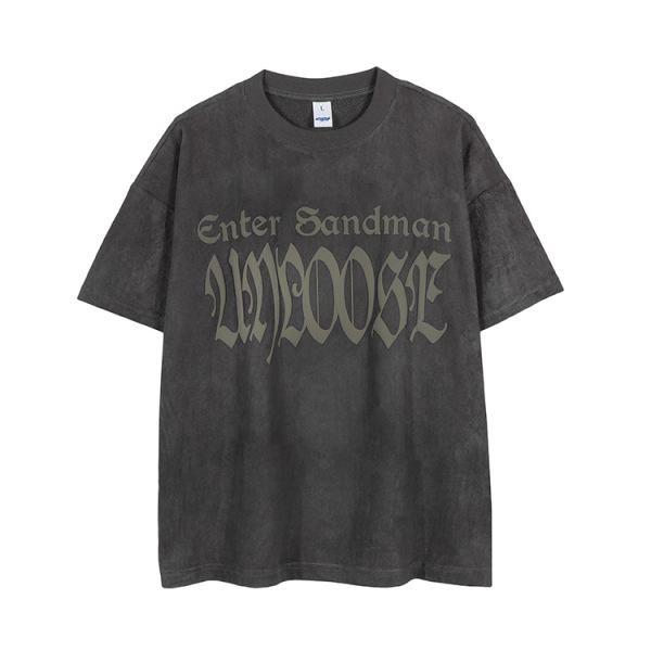 Gray T-shirt Men's Personality Cross Loose Solid Color Short Sleeves 61