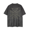 Gray T-shirt Men's Personality Cross Loose Solid Color Short Sleeves 61