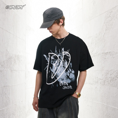 Men's double yarn high weight loose round neck american style 58