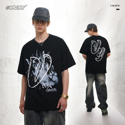 Men's double yarn high weight loose round neck american style 58