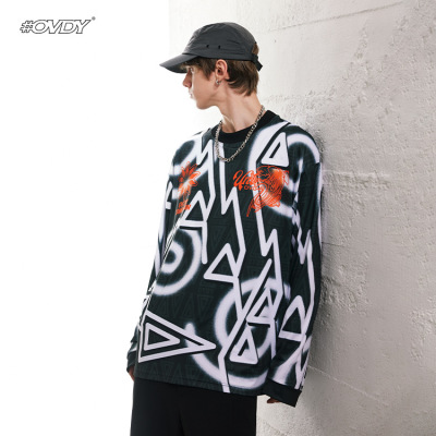 New long-sleeved American retro loose long t-shirt 63