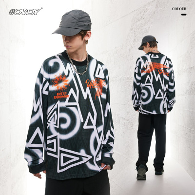 New long-sleeved American retro loose long t-shirt 63