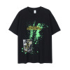 Retro splash ink style print oversize round neck t 67