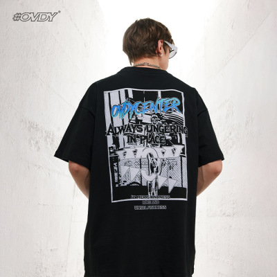 Short-sleeved preppy high street retro solid color T-shirt for men and women 62