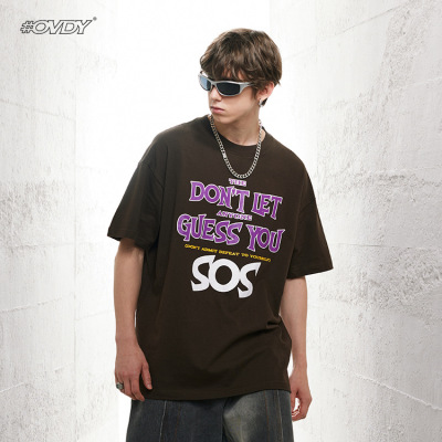 Short Sleeved Retro Fun Character Letter Graffiti 59