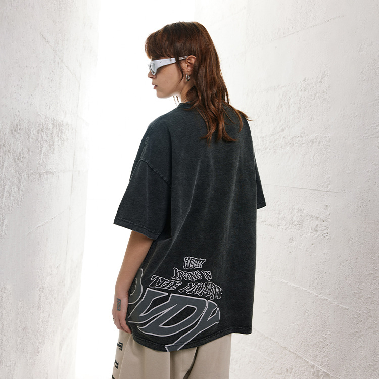 Antique Street Loose Round Neck Pure Cotton 230g Heavyweight T-Shirt 34