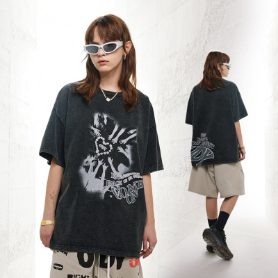 Antique Street Loose Round Neck Pure Cotton 230g Heavyweight T-Shirt 34
