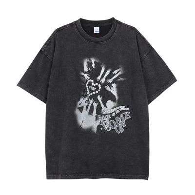 Antique Street Loose Round Neck Pure Cotton 230g Heavyweight T-Shirt 34
