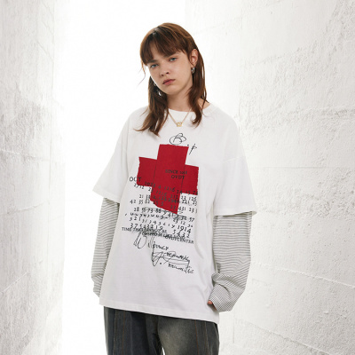 Big print round neck design oversize t-shirt 33