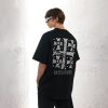 Cross half-sleeved dark tie lazy high street loose round neck T 31