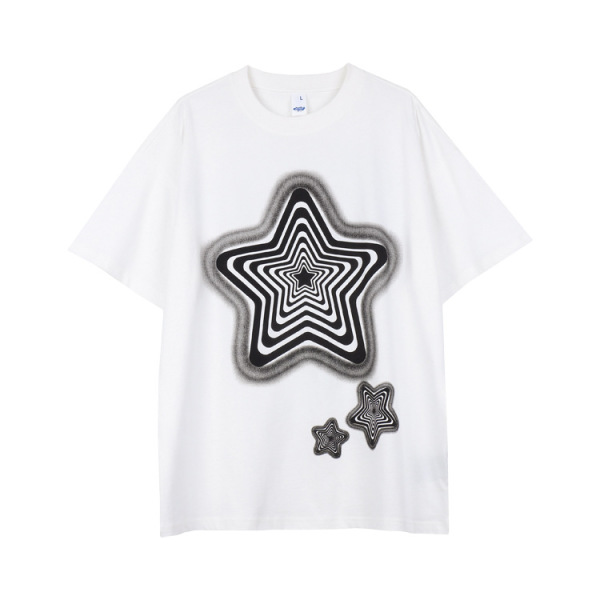 Five-pointed star print short-sleeved high street simple and loose 54