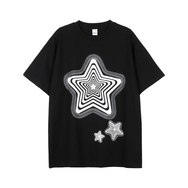 Five-pointed star print short-sleeved high street simple and loose 54