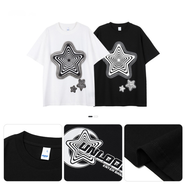 Five-pointed star print short-sleeved high street simple and loose 54