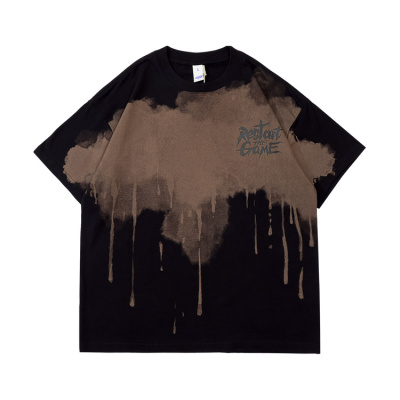 Hand-painted ink-splashed trendy loose half-sleeves 1 