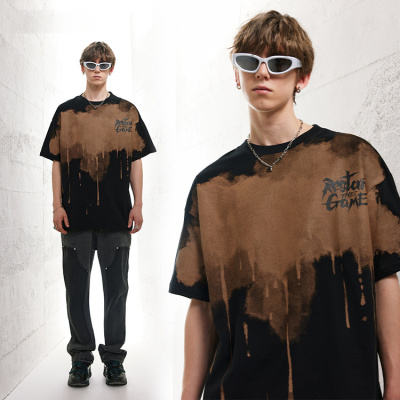 Hand-painted ink-splashed trendy loose half-sleeves 1 