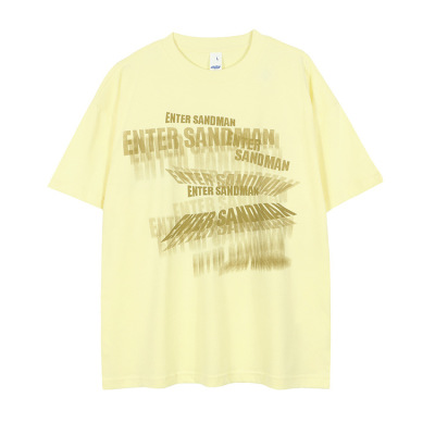 Loose round neck oversize solid color printed t-shirt 74