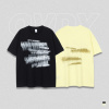 Loose round neck oversize solid color printed t-shirt 74