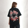 Men's dark black large print ins loose round neck cotton short sleeves 21
