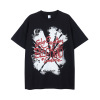 Men's dark black large print ins loose round neck cotton short sleeves 21