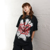 Men's dark black large print ins loose round neck cotton short sleeves 21