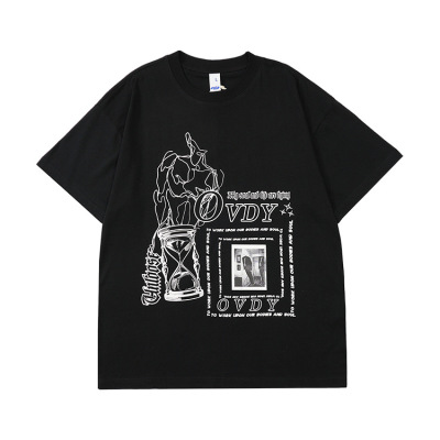 New T-shirt European and American high street dark simple loose short sleeves 11
