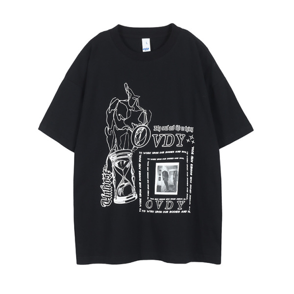 New T-shirt European and American high street dark simple loose short sleeves 11