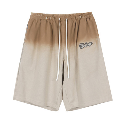Retro cropped trousers gradient towel embroidery craft sports shorts 76