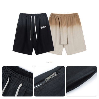 Retro cropped trousers gradient towel embroidery craft sports shorts 76