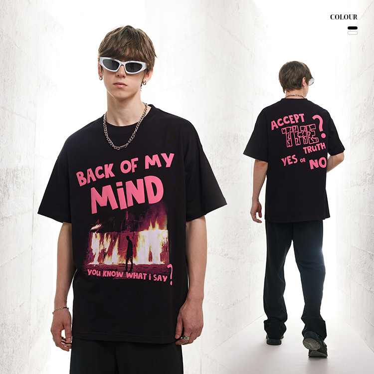 Short-sleeved men's suede foam technology couple same style t-shirt 3