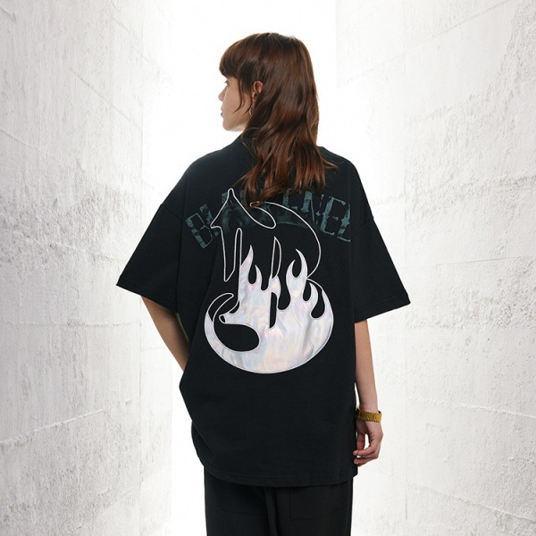 Short-sleeved patch craft pure cotton summer high street tide oversize style 7