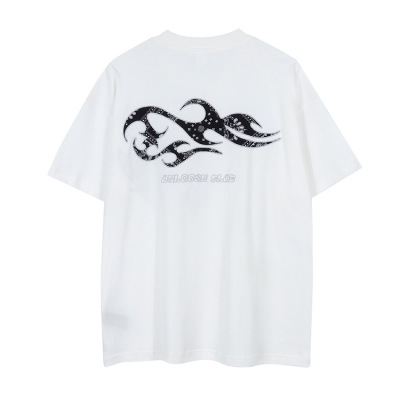 Short-sleeved patch technology high weight loose breathable white t-shirt 71