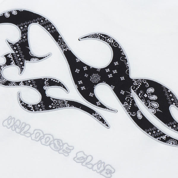 Short-sleeved patch technology high weight loose breathable white t-shirt 71
