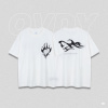 Short-sleeved patch technology high weight loose breathable white t-shirt 71