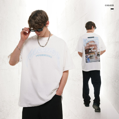 Short-sleeved small neckline 230g cotton men's T-shirt 10