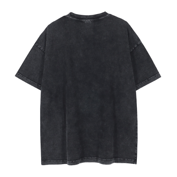 Short-sleeved wash water do old craft retro round neck half-sleeve 73