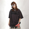 Short-sleeved washable old print oversize round neck T-shirt 72