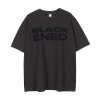 Short-sleeved washable old print oversize round neck T-shirt 72
