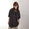 Short-sleeved washable old print oversize round neck T-shirt 72