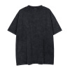 Sleeve trendy American retro style dark black large print t-shirt for men 75