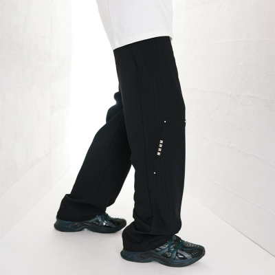 Sports trousers rivet craft solid color ins style wide-leg trousers 80