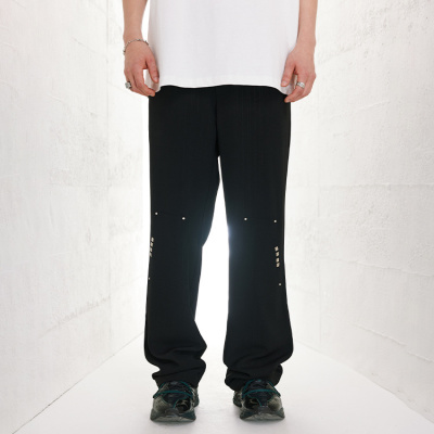 Sports trousers rivet craft solid color ins style wide-leg trousers 80