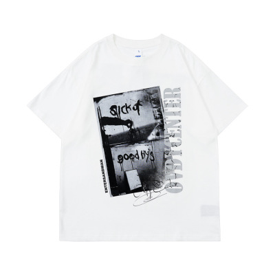 Theme print oversize round neck t-shirt 28