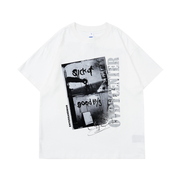 Theme print oversize round neck t-shirt 28