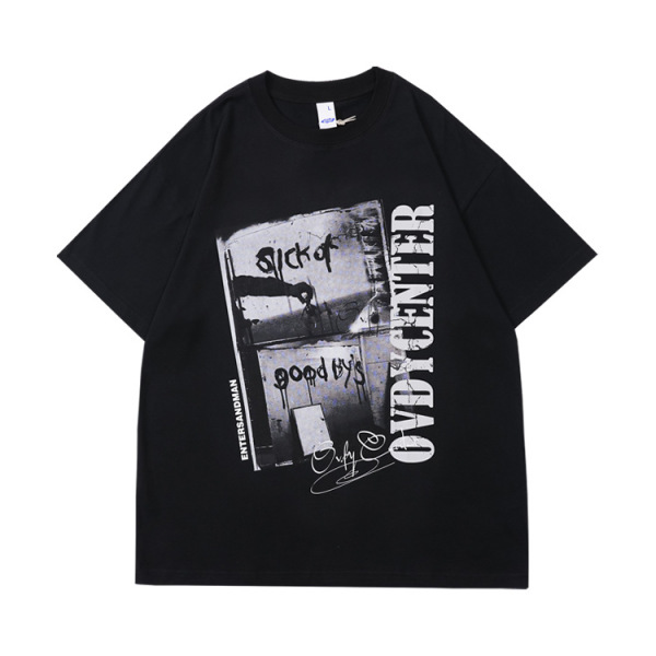 Theme print oversize round neck t-shirt 28