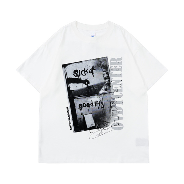 Theme print oversize round neck t-shirt 28