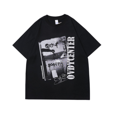 Theme print oversize round neck t-shirt 28