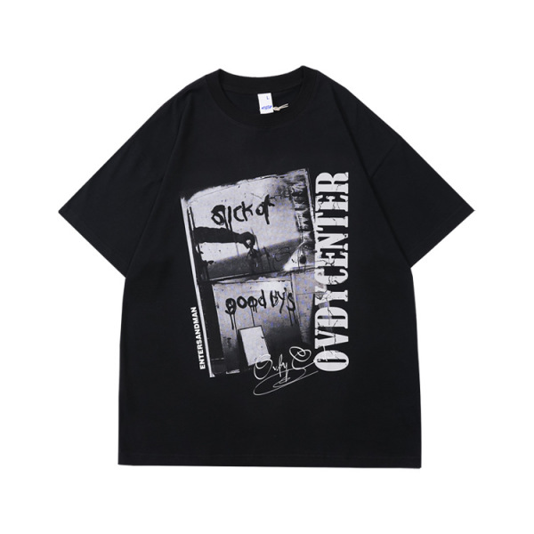 Theme print oversize round neck t-shirt 28