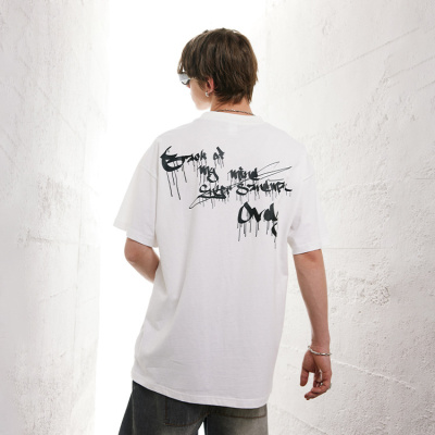 Theme print oversize round neck t-shirt 28